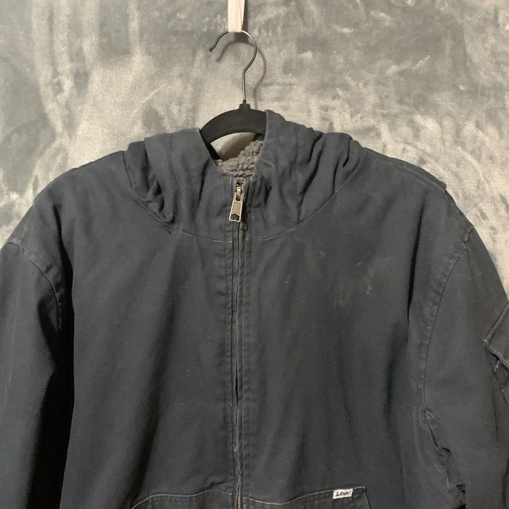 Lee Jacket Mens XL LM33JK686 Black Sherpa Lined Hooded Workwear EUC